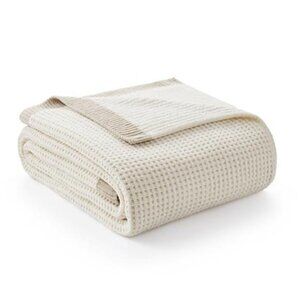 Waffle Throw Blanket Soft Chenille Knit Cozy Decorative Sofa Couch Blanket Ivory